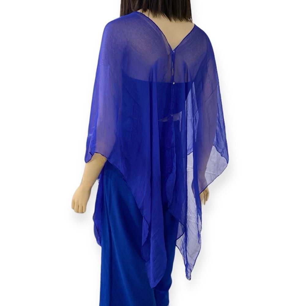 Blue Sheer Poncho Shawl Top Lightweight Layering NWT